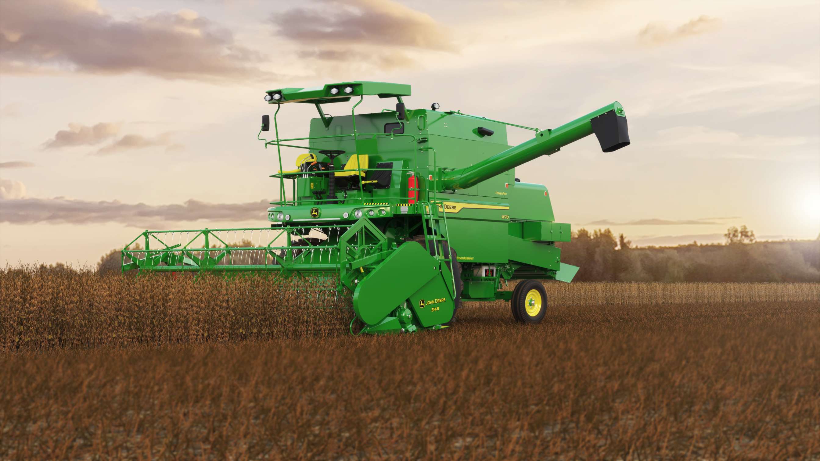 John Deere டிராக்டர், Combine Harvester, 100 HP, W70 மாடல், இடது புரொஃபைல்